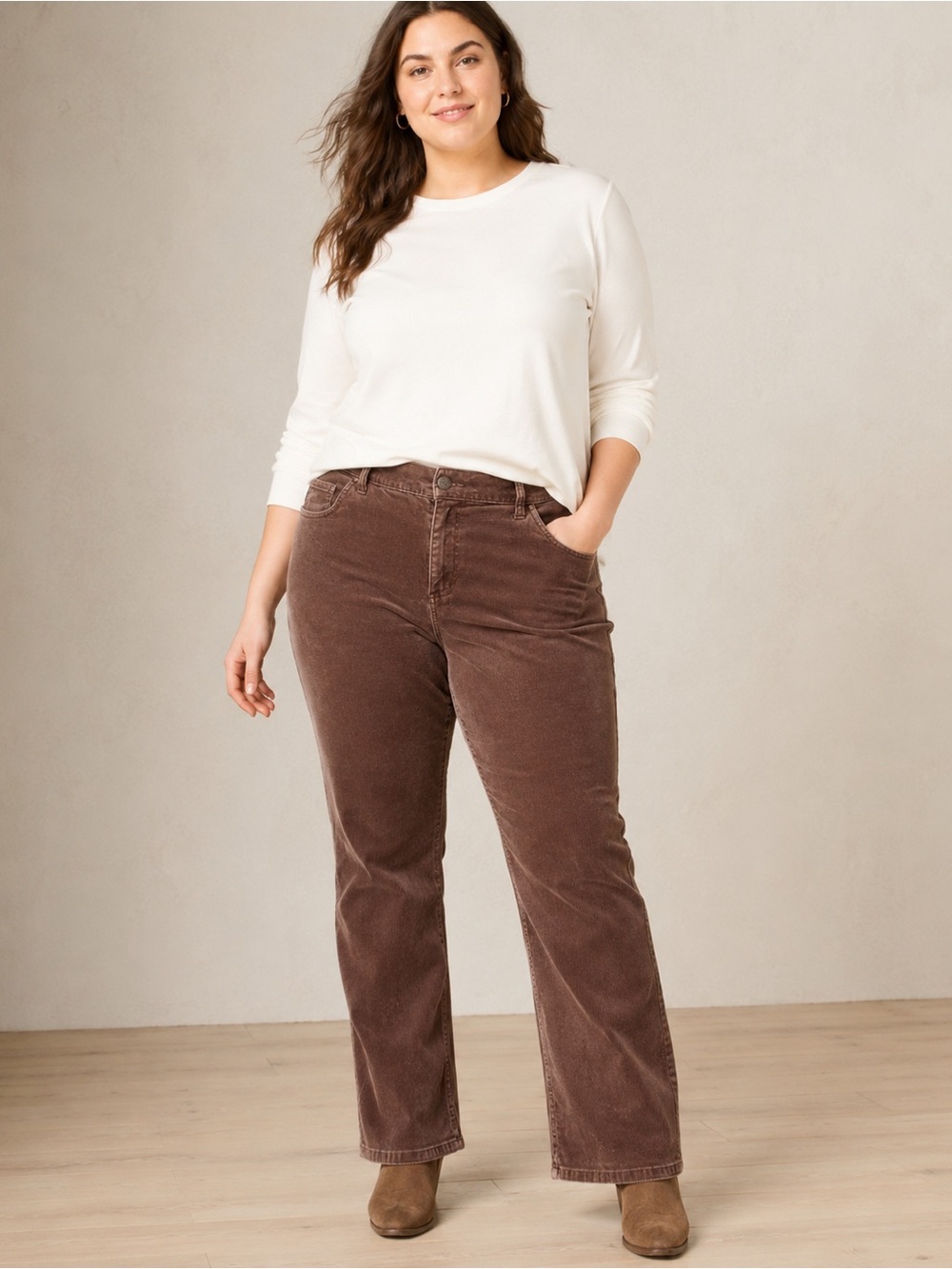 Classic High-Rise Corduroy Jeans in Brown
